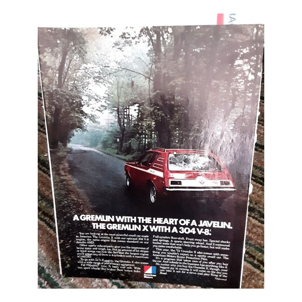 Gremlin American Motors 1972 Original Magazine Print Ad